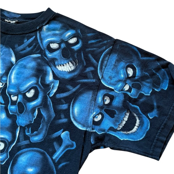 Vintage 2001 liquid blue skull double sided aop - Picture 4 of 5